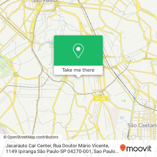 Mapa Jacarauto Car Center, Rua Doutor Mário Vicente, 1149 Ipiranga São Paulo-SP 04270-001