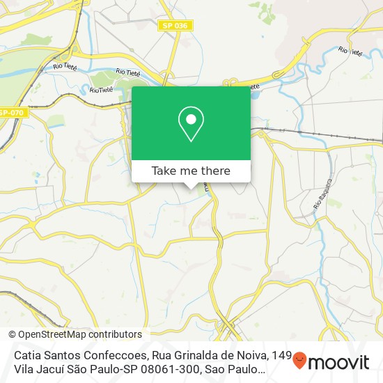 Mapa Catia Santos Confeccoes, Rua Grinalda de Noiva, 149 Vila Jacuí São Paulo-SP 08061-300