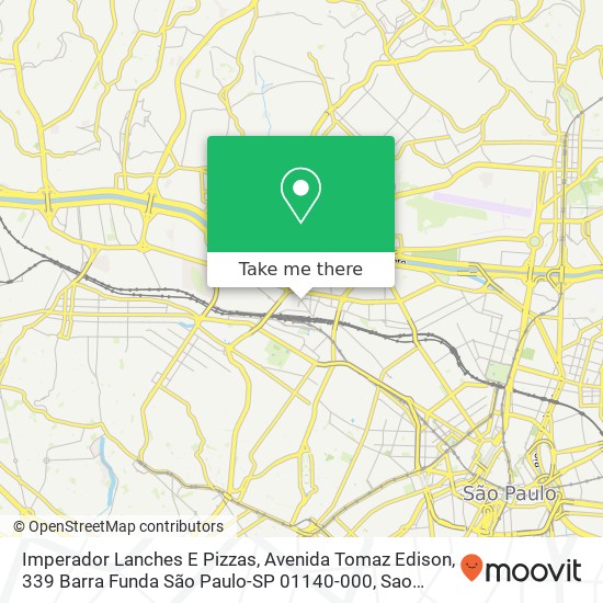 Mapa Imperador Lanches E Pizzas, Avenida Tomaz Edison, 339 Barra Funda São Paulo-SP 01140-000