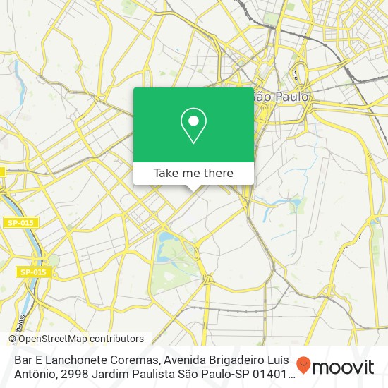 Mapa Bar E Lanchonete Coremas, Avenida Brigadeiro Luís Antônio, 2998 Jardim Paulista São Paulo-SP 01401-001
