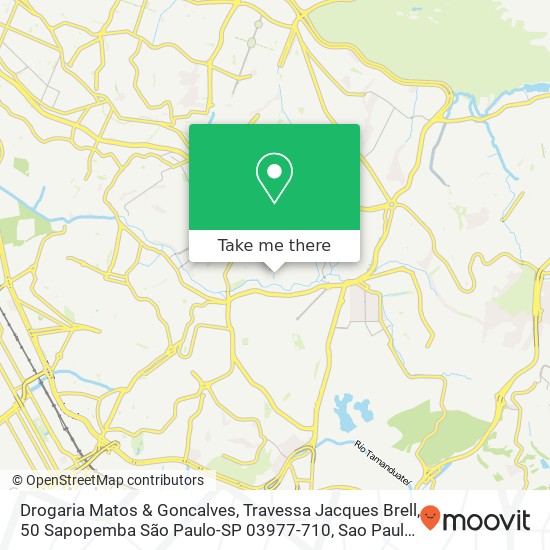 Mapa Drogaria Matos & Goncalves, Travessa Jacques Brell, 50 Sapopemba São Paulo-SP 03977-710