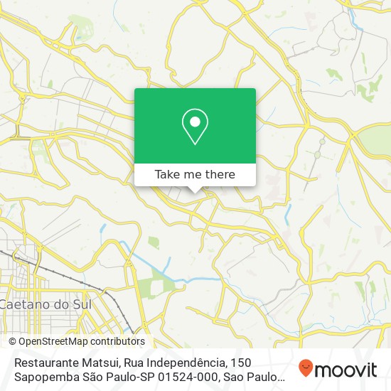 Mapa Restaurante Matsui, Rua Independência, 150 Sapopemba São Paulo-SP 01524-000
