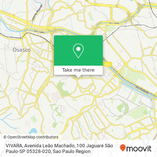 Mapa VIVARA, Avenida Leão Machado, 100 Jaguaré São Paulo-SP 05328-020