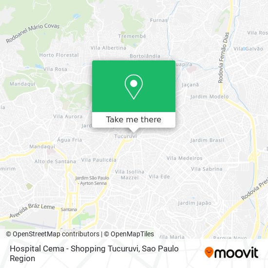 Hospital Cema - Shopping Tucuruvi map