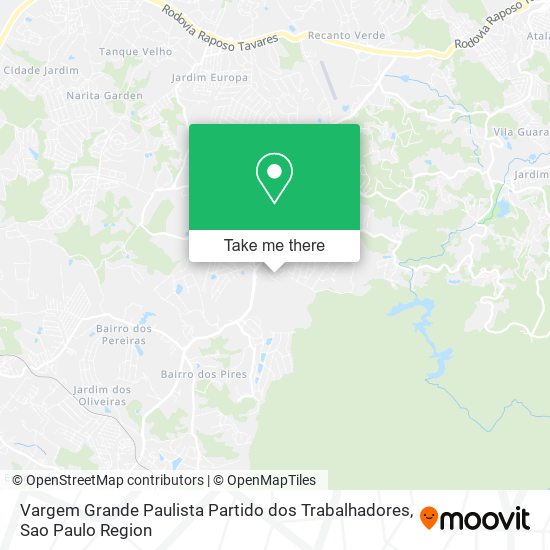 Vargem Grande Paulista Partido dos Trabalhadores map