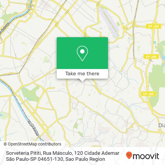 Mapa Sorveteria Pititi, Rua Másculo, 120 Cidade Ademar São Paulo-SP 04651-130