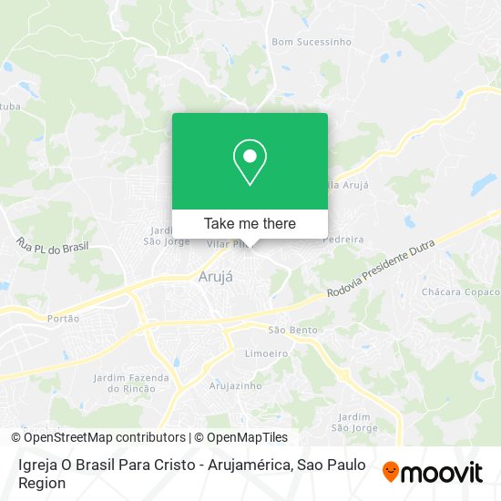 Igreja O Brasil Para Cristo - Arujamérica map