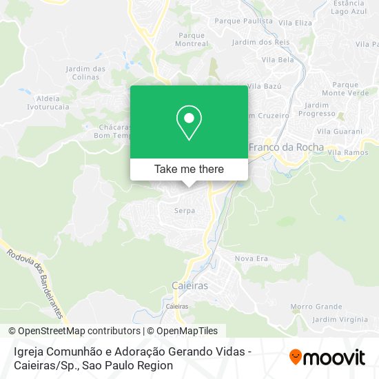 Igreja Comunhão e Adoração Gerando Vidas - Caieiras / Sp. map