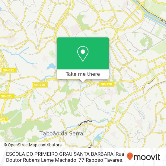 Mapa ESCOLA DO PRIMEIRO GRAU SANTA BARBARA, Rua Doutor Rubens Leme Machado, 77 Raposo Tavares São Paulo-SP 05545-000