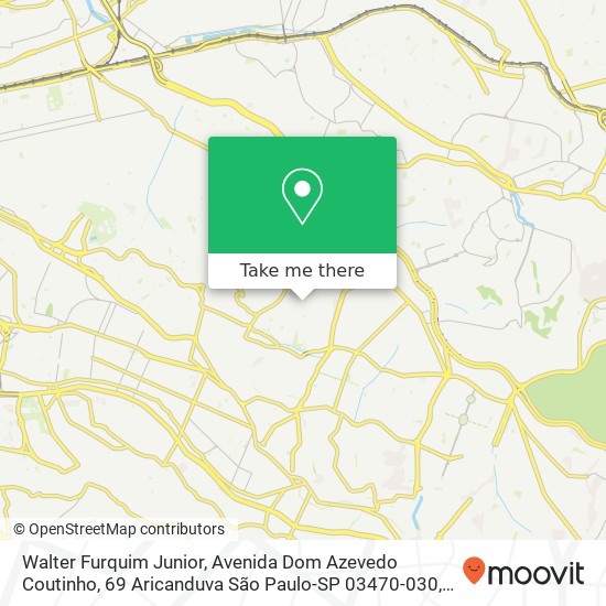 Mapa Walter Furquim Junior, Avenida Dom Azevedo Coutinho, 69 Aricanduva São Paulo-SP 03470-030