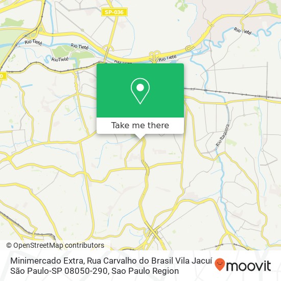 Mapa Minimercado Extra, Rua Carvalho do Brasil Vila Jacuí São Paulo-SP 08050-290