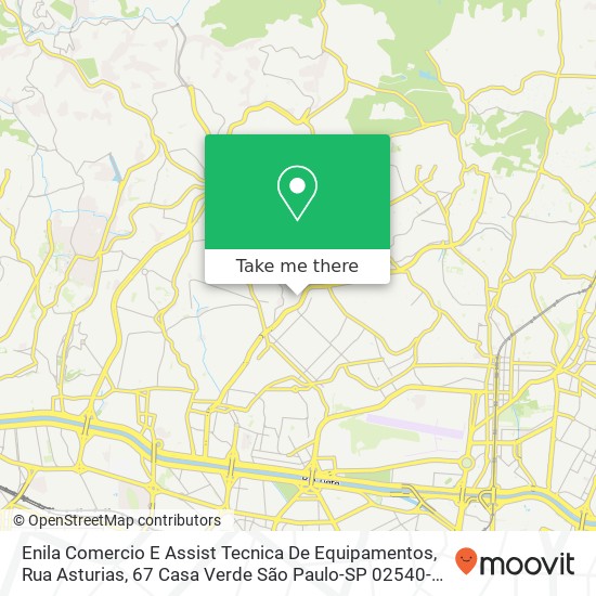 Mapa Enila Comercio E Assist Tecnica De Equipamentos, Rua Asturias, 67 Casa Verde São Paulo-SP 02540-000