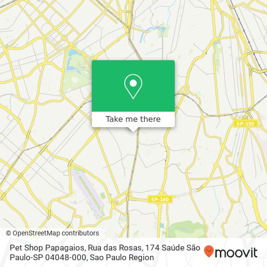 Mapa Pet Shop Papagaios, Rua das Rosas, 174 Saúde São Paulo-SP 04048-000