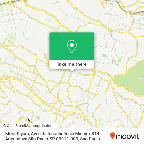 Mapa Mont Kiyara, Avenida Inconfidência Mineira, 814 Aricanduva São Paulo-SP 03911-000