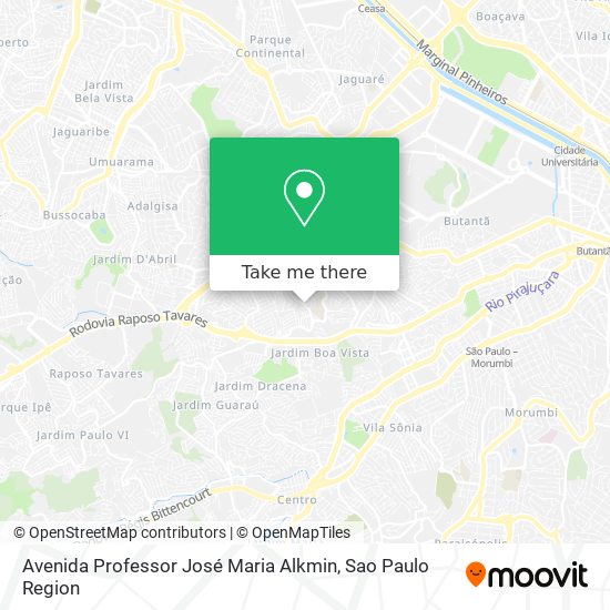 Mapa Avenida Professor José Maria Alkmin