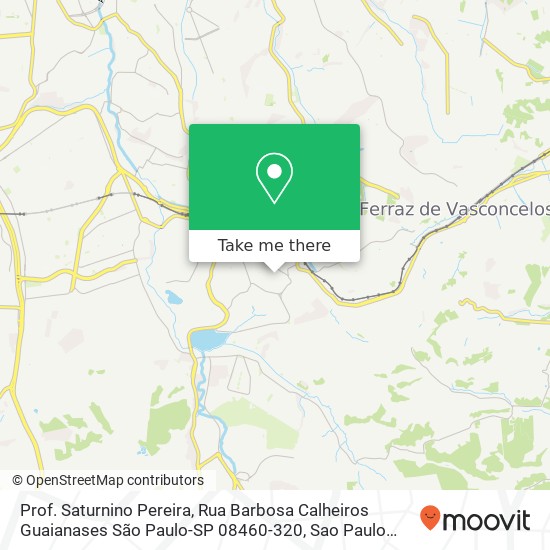 Mapa Prof. Saturnino Pereira, Rua Barbosa Calheiros Guaianases São Paulo-SP 08460-320