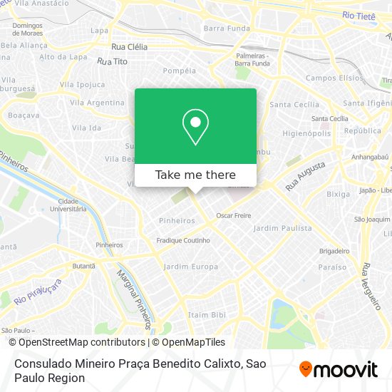 Mapa Consulado Mineiro Praça Benedito Calixto