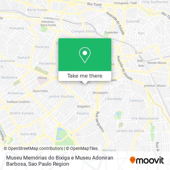 Mapa Museu Memórias do Bixiga e Museu Adoniran Barbosa