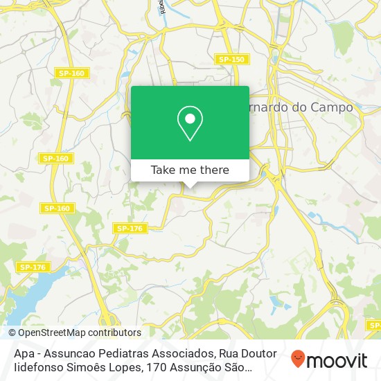 Apa - Assuncao Pediatras Associados, Rua Doutor Iidefonso Simoês Lopes, 170 Assunção São Bernardo do Campo-SP 09850-170 map