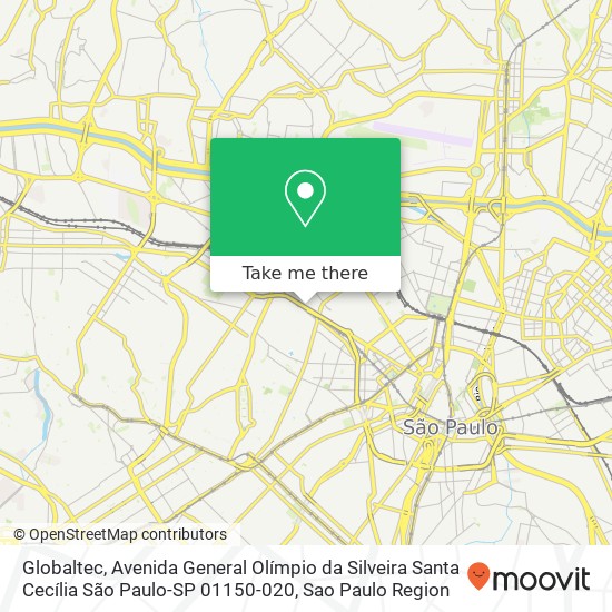 Mapa Globaltec, Avenida General Olímpio da Silveira Santa Cecília São Paulo-SP 01150-020