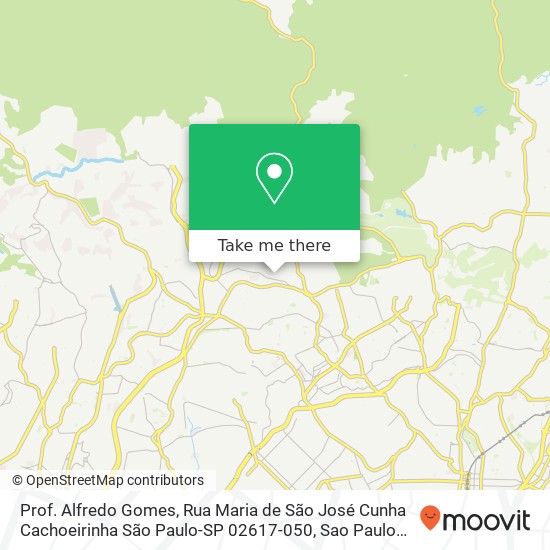 Mapa Prof. Alfredo Gomes, Rua Maria de São José Cunha Cachoeirinha São Paulo-SP 02617-050