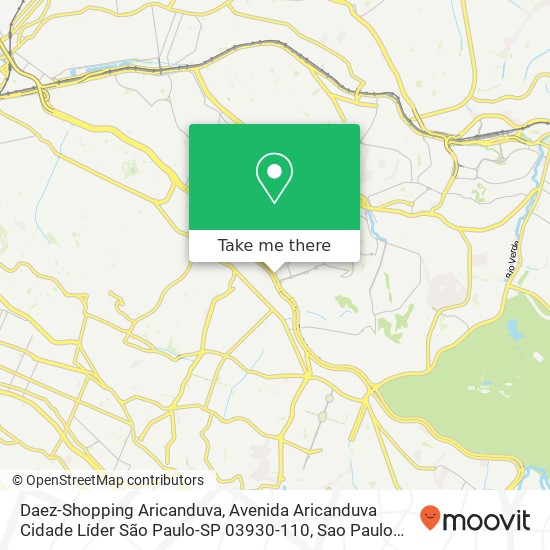 Mapa Daez-Shopping Aricanduva, Avenida Aricanduva Cidade Líder São Paulo-SP 03930-110