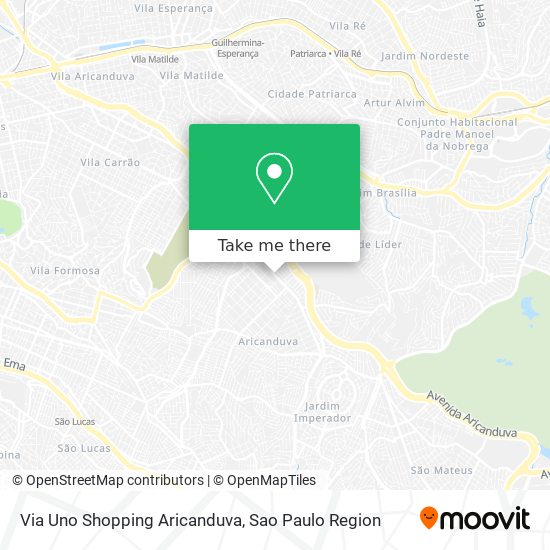 Mapa Via Uno Shopping Aricanduva