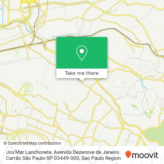 Mapa Jos'Mar Lanchonete, Avenida Dezenove de Janeiro Carrão São Paulo-SP 03449-000