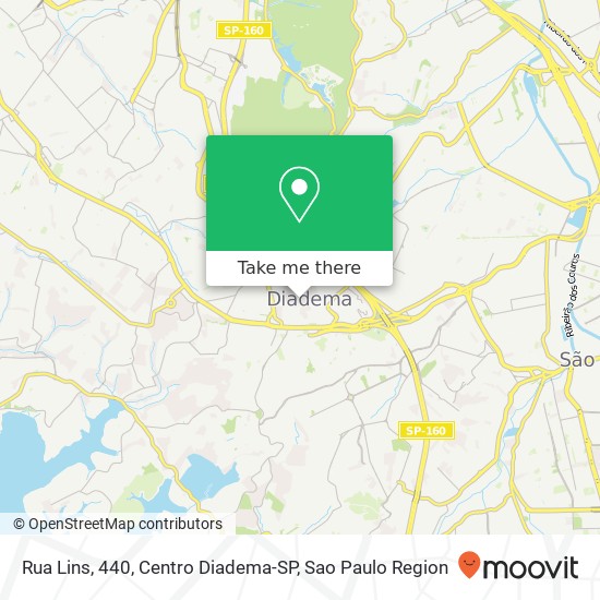 Mapa Rua Lins, 440, Centro Diadema-SP