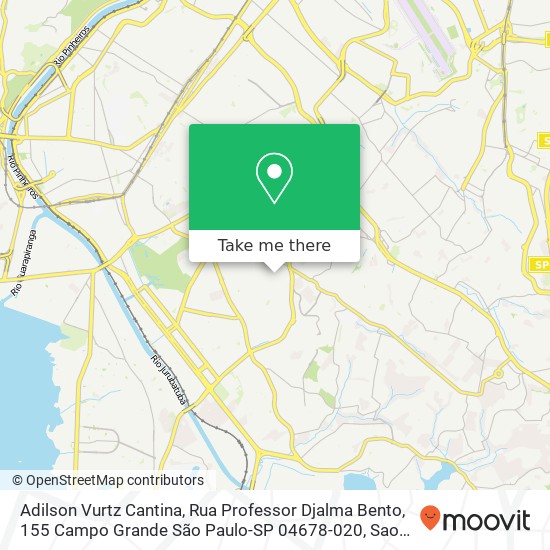 Mapa Adilson Vurtz Cantina, Rua Professor Djalma Bento, 155 Campo Grande São Paulo-SP 04678-020