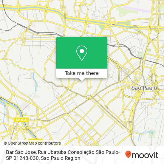 Mapa Bar Sao Jose, Rua Ubatuba Consolação São Paulo-SP 01248-030