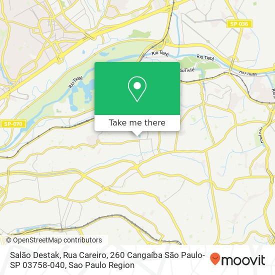 Mapa Salão Destak, Rua Careiro, 260 Cangaíba São Paulo-SP 03758-040