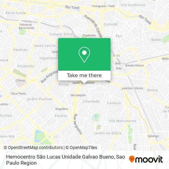 Mapa Hemocentro São Lucas Unidade Galvao Bueno