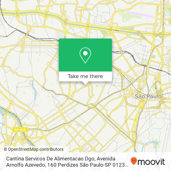 Mapa Cantina Servicos De Alimentacao Dgo, Avenida Arnolfo Azevedo, 160 Perdizes São Paulo-SP 01236-030