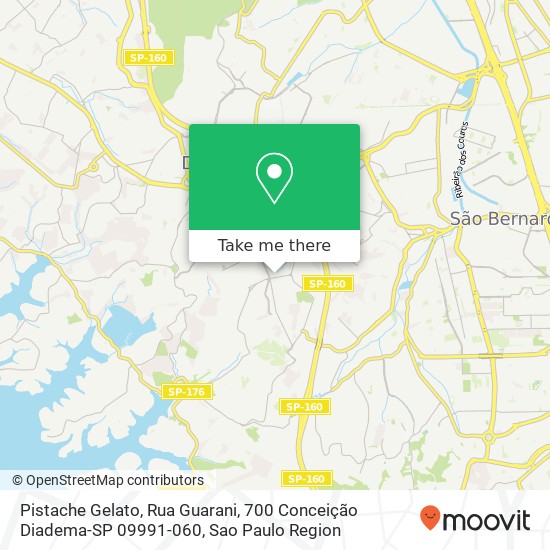 Mapa Pistache Gelato, Rua Guarani, 700 Conceição Diadema-SP 09991-060