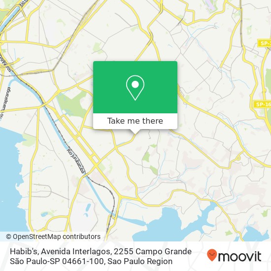 Mapa Habib's, Avenida Interlagos, 2255 Campo Grande São Paulo-SP 04661-100