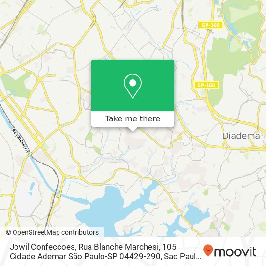 Mapa Jowil Confeccoes, Rua Blanche Marchesi, 105 Cidade Ademar São Paulo-SP 04429-290