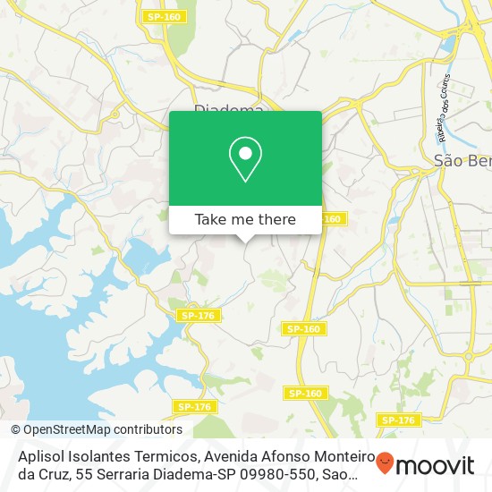 Mapa Aplisol Isolantes Termicos, Avenida Afonso Monteiro da Cruz, 55 Serraria Diadema-SP 09980-550
