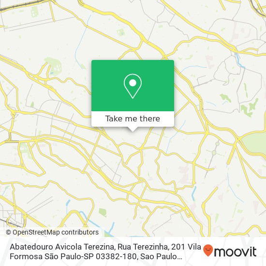 Mapa Abatedouro Avicola Terezina, Rua Terezinha, 201 Vila Formosa São Paulo-SP 03382-180