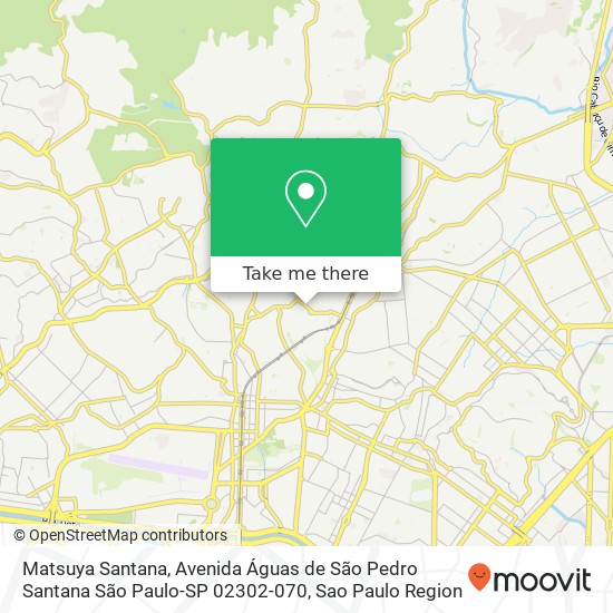 Mapa Matsuya Santana, Avenida Águas de São Pedro Santana São Paulo-SP 02302-070