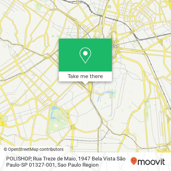 Mapa POLISHOP, Rua Treze de Maio, 1947 Bela Vista São Paulo-SP 01327-001