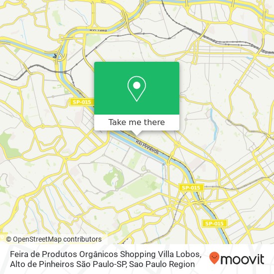 Mapa Feira de Produtos Orgânicos Shopping Villa Lobos, Alto de Pinheiros São Paulo-SP