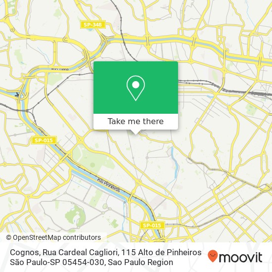 Mapa Cognos, Rua Cardeal Cagliori, 115 Alto de Pinheiros São Paulo-SP 05454-030