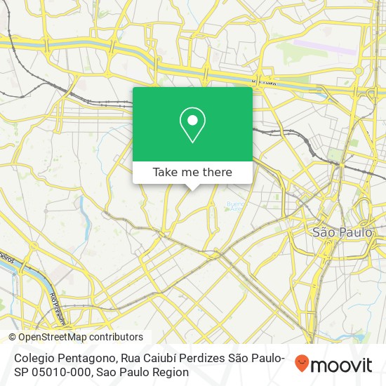 Mapa Colegio Pentagono, Rua Caiubí Perdizes São Paulo-SP 05010-000