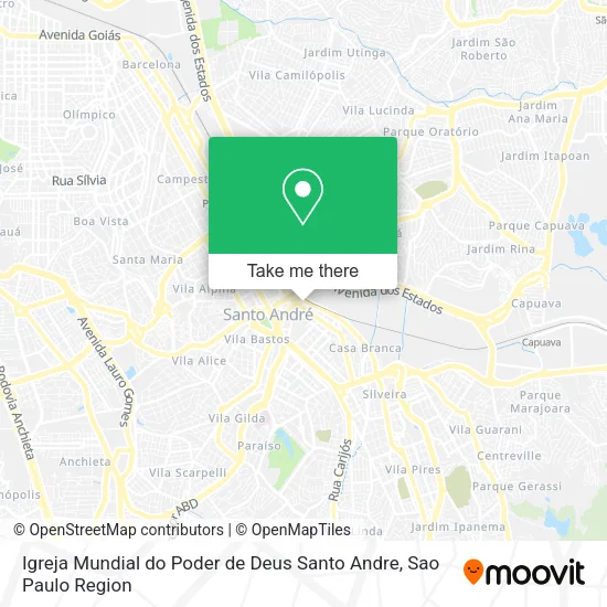 Mapa Igreja Mundial do Poder de Deus Santo Andre
