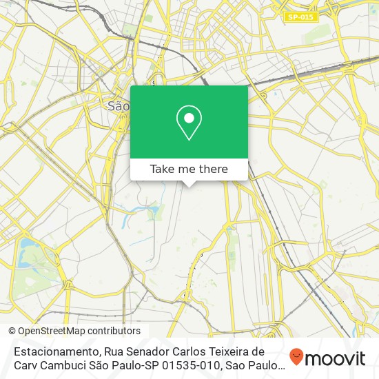 Mapa Estacionamento, Rua Senador Carlos Teixeira de Carv Cambuci São Paulo-SP 01535-010
