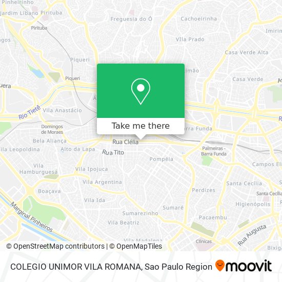 COLEGIO UNIMOR VILA ROMANA map