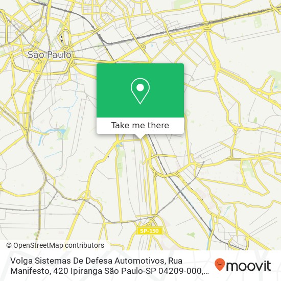 Mapa Volga Sistemas De Defesa Automotivos, Rua Manifesto, 420 Ipiranga São Paulo-SP 04209-000