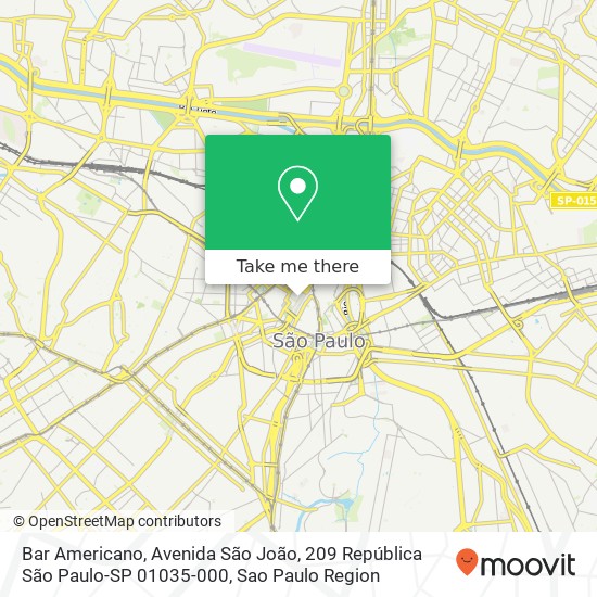 Mapa Bar Americano, Avenida São João, 209 República São Paulo-SP 01035-000