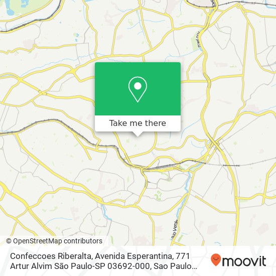 Mapa Confeccoes Riberalta, Avenida Esperantina, 771 Artur Alvim São Paulo-SP 03692-000